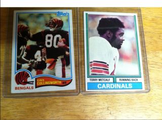 1974 TOPPS # 444 TERRY METCALF ROOKIE & 1982 # 44 Cris Collinsworth