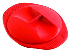 Silicone Round Steamer Cooker Microwave or Traditional Oven Red