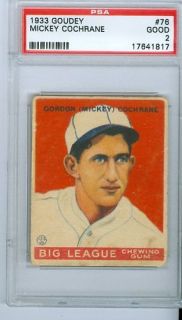 1933 Goudey 76 Mickey Cochrane PSA 2
