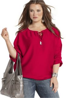 MICHAEL KORS Plus Size 2X Top Three Quarter Sleeve Rouched MSRP 89 50