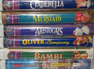 Disney Lot of 6 VHS Movies New Cinderella Bambi Little Mermaid