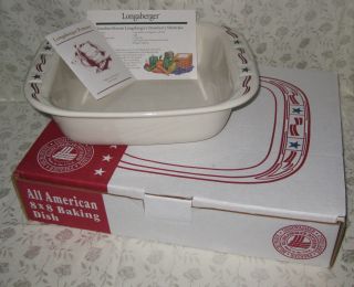 Retired Longaberger Woven Traditions All American 8 x 8 Baking Dish