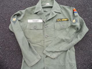 Early Vietnam War US Army Soldiers Combat Fatigue Uniform Shirt w