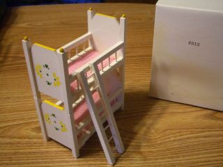 CONCORD DOLLHOUSE MINI PINK WHITE YELLOW YOUTH BUNK BED 6012 MINT OB