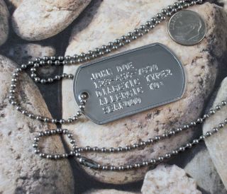 Custom Medical ID Alert Military Dog Tag Necklace Diabetic Embossed