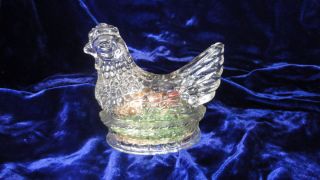 Vintage Chicken Basket Millstein Co Jeannette Pa Clear Candy Container