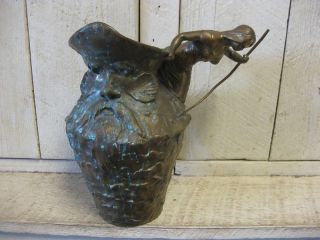Art Nouveau Signed Bronze Fish Lady North Wind Vase
