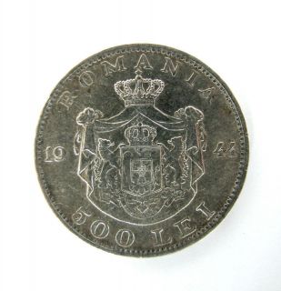 Romania Silver Coin 500 Lei 1944 King Mihai 18
