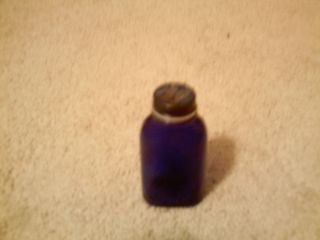 Antique Cobalt Glass Phillips Milk of Magnesia Bottle with Lid