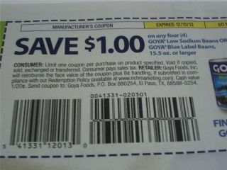 15 Coupons $1 4 Goya Blue Label Beans or Low Sodium 13 5oz 12 15 2012