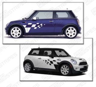 Mini Cooper Rally Checkered Pattern Side Stripes Decals