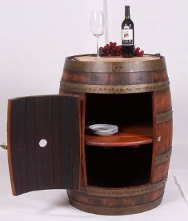 Style Old Wine Barrel Pub Table Storage Mini Bar Liquor Cabinet