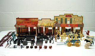 Marx 1950s Roy Rogers Mineral City Western Town Tin Playset w