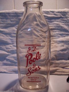 Poole and Sons Dairy Milk Bottle Minford Ohio Oh Portsmouth