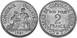 France 2 Francs, 1921, French Chamber of Commerce