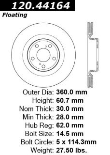 Centric Parts 120.44164 Disc Brake Rotor