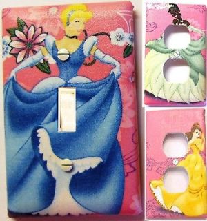 DISNEY PRINCESS LIGHT SWITCH OUTLET WALL PLATE COVERS KIDS ROOM DECOR