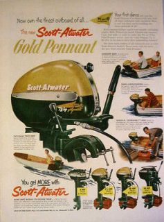1953 SCOTT ATWATER OUTBOARD BOAT MOTOR   7 1/2 HP PRINT AD