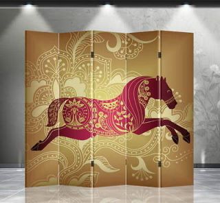 Double Sided Canvas Screen Room Divider   Lucky Horse