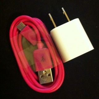 Pink Color Cord & White Wall Charger 3 Foot Cable  B&N