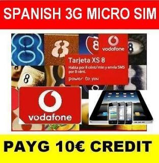   PREPAID VODAFONE 3G MICRO SIM CARD IPHONE 4 IPAD 2 INTERNET SPAIN