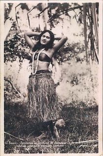 TAHITI Tahitian woman dancers costume RPPC