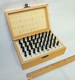 Number & Letter Punch Set 36pc 1.5mm New w Wood Case Metal Stamping