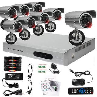 DVR Real time Home Video Audio Security System 8 Color Cameras Kit