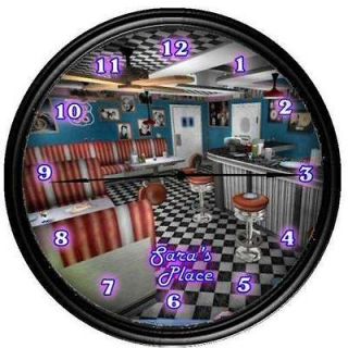 Personalized 50s Diner Retro Kitchen Wall Clock Gift