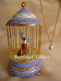 Russian Imperial Romanov Birdcage box with Faberge Egg Pendant