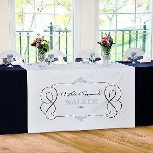 Personalized Wedding Day Reception Fabric Table Runner