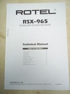 Service/Techni cal Manual~RSX 965 Surround Sound Receiver~Origi nal