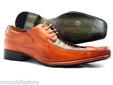 Mens Dress Shoes Alberto Fellini Brown Oxford Lace Up crocodile print