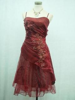 Cherlone Plus Size Satin Burgundy Prom Ball Cocktail Party Evening