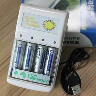 USB Charger + 1W Solar Battery Charger 4 pc AA/AAA GREEN POWER J15U