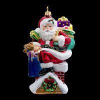 Polonaise Saks Santa on Chimney Ornament