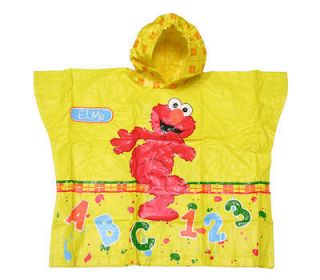 Sesame Street Elmo 123 ABC Boys Girls Kids Rain Coat Poncho NEW Yellow
