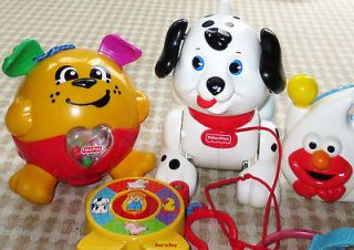 Fisher Price Musical Baby/Crib Toy LOT*Sesame Street Elmo Radio+Puppy