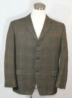 DUNN & CO CROMBIE ABERDEEN CLOTH WOOL PLAID CHECK BLAZER JACKET sz 42