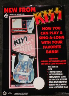 Kiss 1977 Toy Guitar Microphone Concert Set poster Gene Simmons Paul