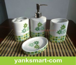 Piece Ceramic Bathroom Accessories Set Vanity Dispenser YC 1005K