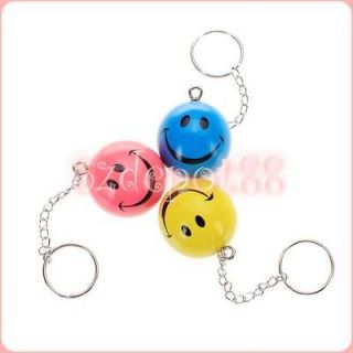 3pcs Cute random Color Happy Smiley Face Ball Key Chain Key Ring
