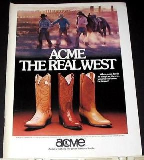 Acme cowboy boots Ad 1981 the Real West