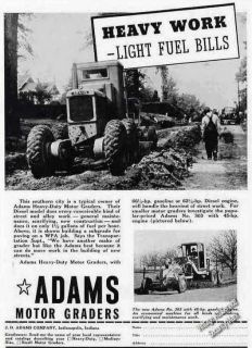 1940 Adams Motor Grader Photos Vintage Print Ad