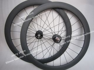 50mm Tubular fixed gear (track) carbon wheels 700C flip flop hub,black