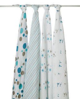 NWT Aden & Anais 4 Pack Star Bright Muslin Cotton Baby Wraps Swaddle