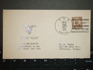USS SMITH DD 378 Naval Cover 1936 PEAKE COMMISSIONED Cachet
