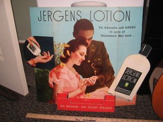 JERGENS LOTION 1940s WWII die cut counter store display sign cosmetic