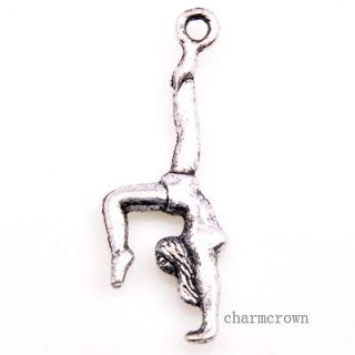 Silver Gymnastics Charms Pendant Jewelry Making Nice 30x11mm C0052
