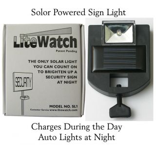 Lite Watch Security Sign Solar Powered LED Light with mount 5 Pack